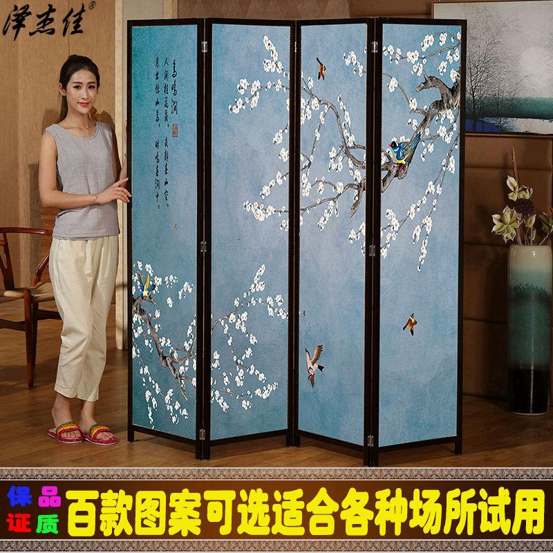 BONJEAN中式屏风房间隔断墙客厅简易折屏卧室遮挡折叠移动屏障帘平风家用高清大图