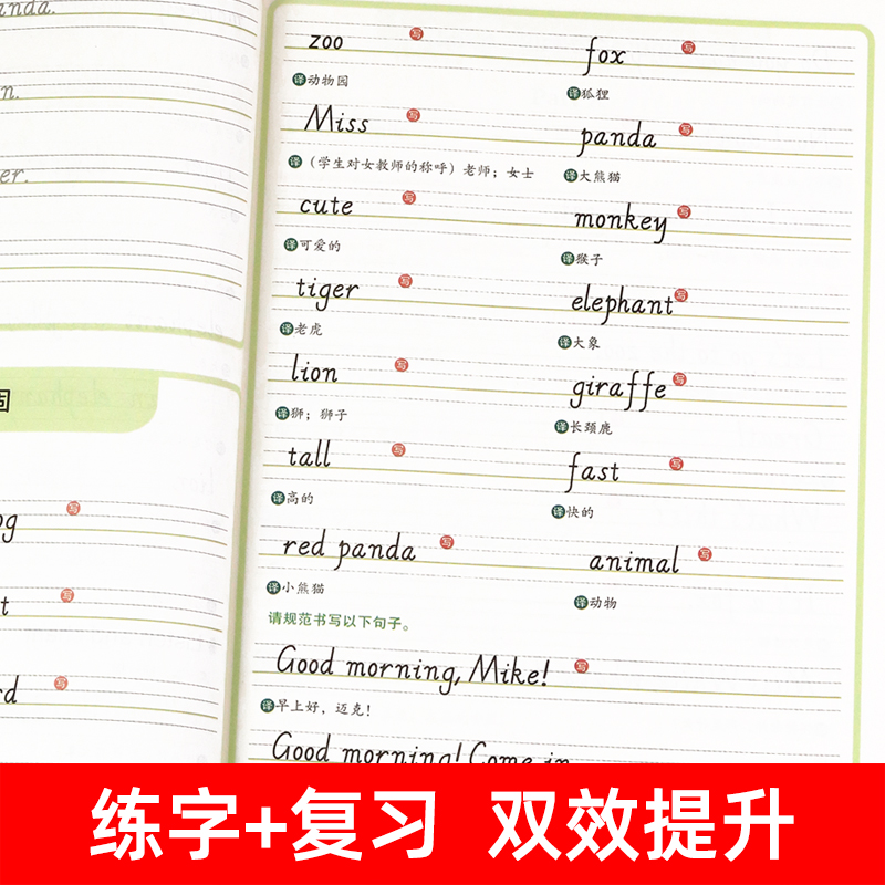 [3上]英语字帖 单本 [正版]小学英语同步字帖三年级四年级五年级六年级上册英语单词描红练习本人教版每日一练老师练字本小高清大图