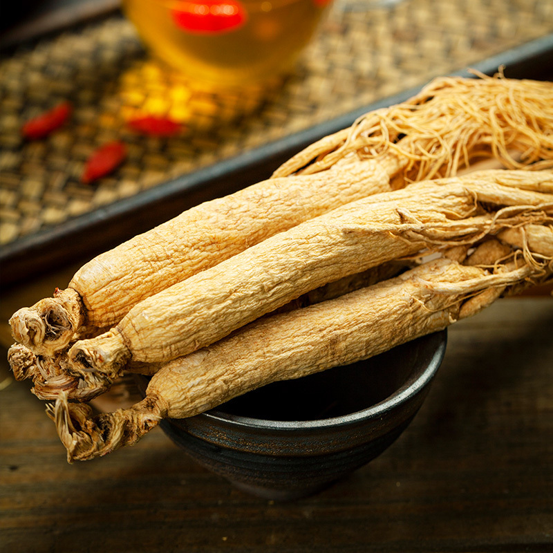 南京同仁堂 人参100g 5-8支 煲汤滋补品泡酒药材 吉林白参长白山人参 生晒干人参红参西洋参礼盒