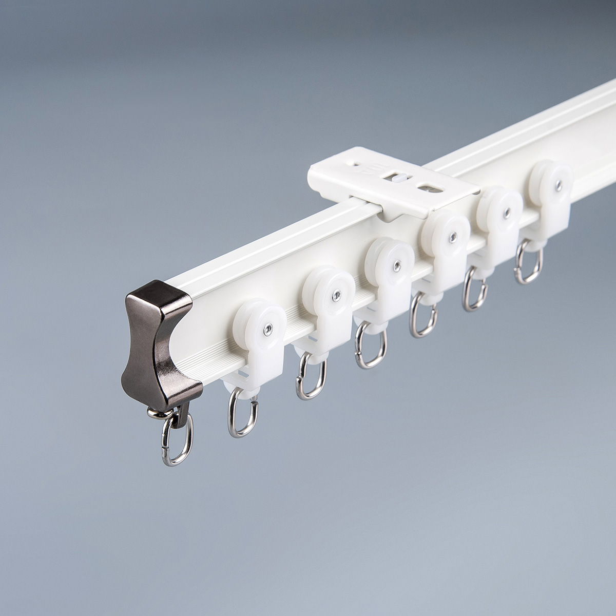 水星家纺窗帘轨道北欧现代铝合金窗帘杆滑轮顶装侧装轨道参数