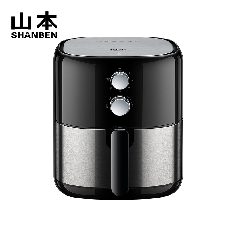 山本(SHANBEN)空气炸锅8201-X 家用多功能无油煎炸3.8L大容量分离式炸篮 粘烤架易清洗 低脂烘焙薯条电炸锅