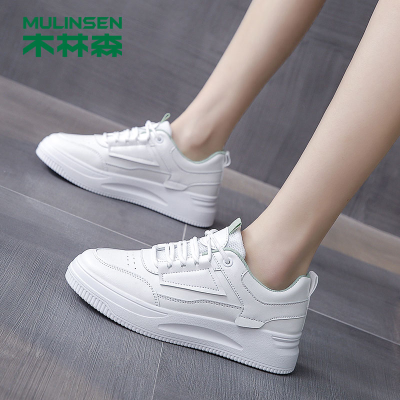 [线下专柜同款]木林森休闲鞋女2022新款夏季百搭小白鞋白色女鞋学生