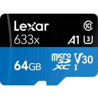 雷克沙(LEXAR)TF卡64G U3高速633X 手机内存卡64GB 大疆无人机行车记录仪监控存储卡读95M