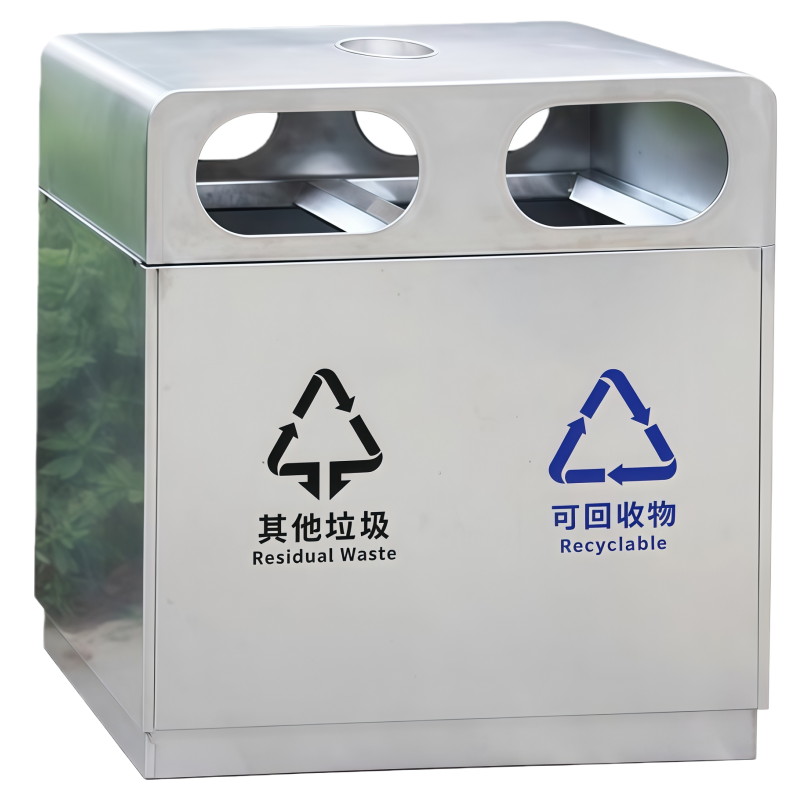 鑫木樽不锈钢垃圾箱双桶个高清大图