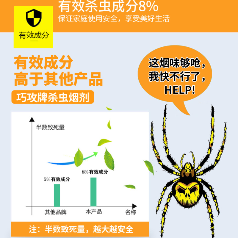 蜘蛛杀虫剂烟剂蜘蛛杀手室内去除蜘蛛大小蜘蛛通灭专用药烟雾烟熏