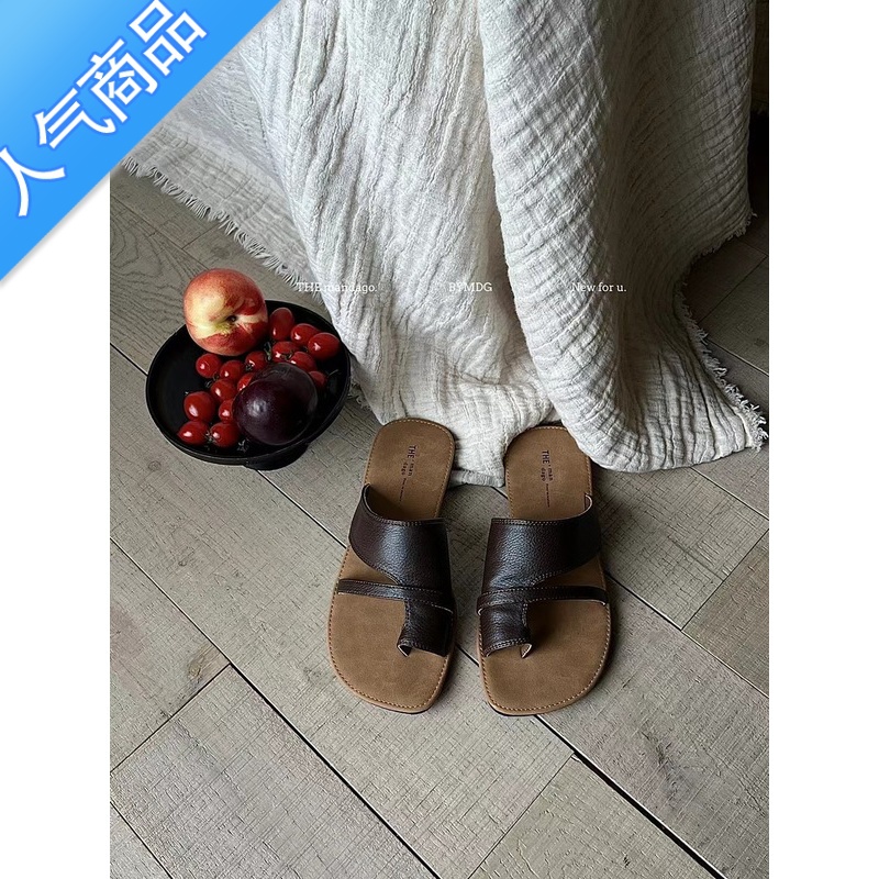 SUNTEK韩国复古套趾拖鞋女夏季外穿2023年新款小众平底软底沙滩凉拖凉U高清大图