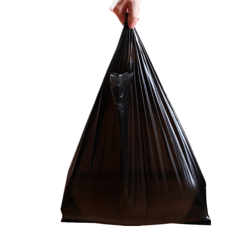 旭目竹 家用背心式垃圾袋黑色加厚一次性塑料袋50只/捆 宽32*52cm 捆高清大图