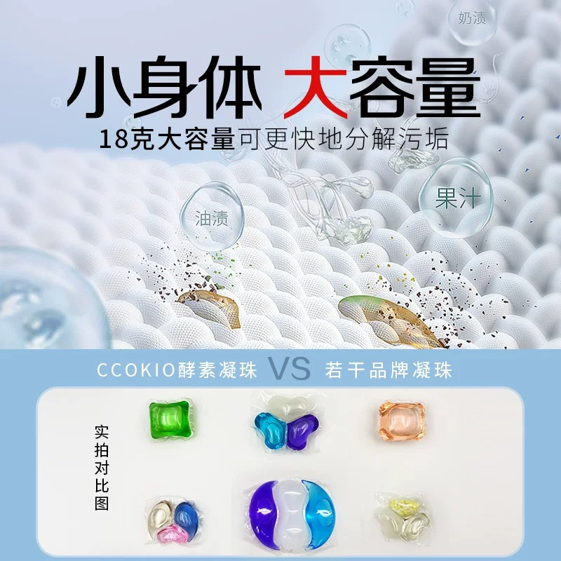 CCOKIO(酷优客) 7X酵素洗衣凝珠30颗*1盒恬静幽香高清大图