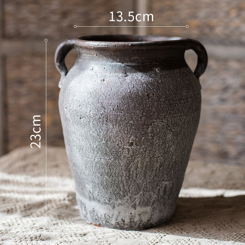 家柏饰(CORATED)粗陶陶罐花瓶花盆 多肉复古做旧仿古大号土陶盆坛子插干花 24高清大图