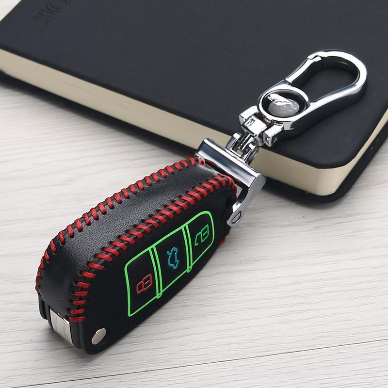 奇瑞瑞虎35x7e3e5艾瑞泽357汽车钥匙保护套真皮钥匙包套扣b款豪华黑线