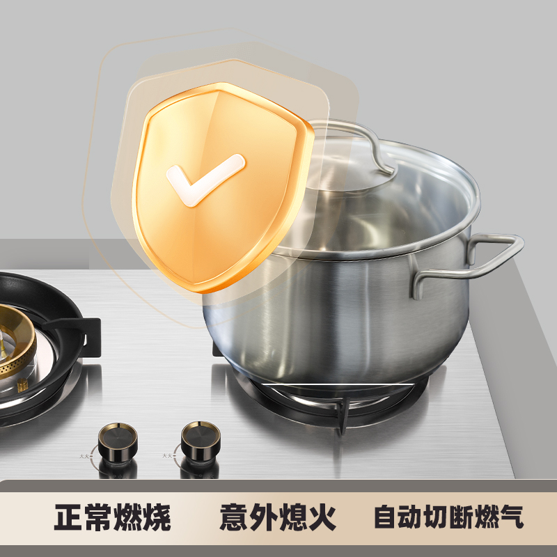 大臣燃气灶750G不锈钢拉丝面板纯铜火盖全封底壳高清大图