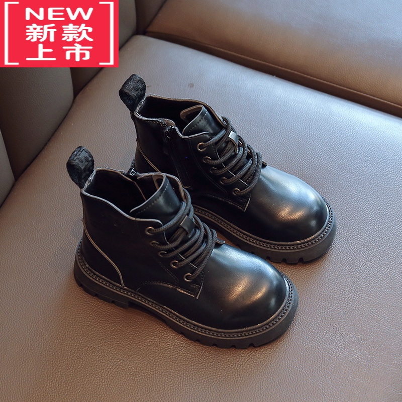 可莉允女童马丁靴中大童单靴2022秋冬款洋气儿童靴子炸街小短靴男童皮靴