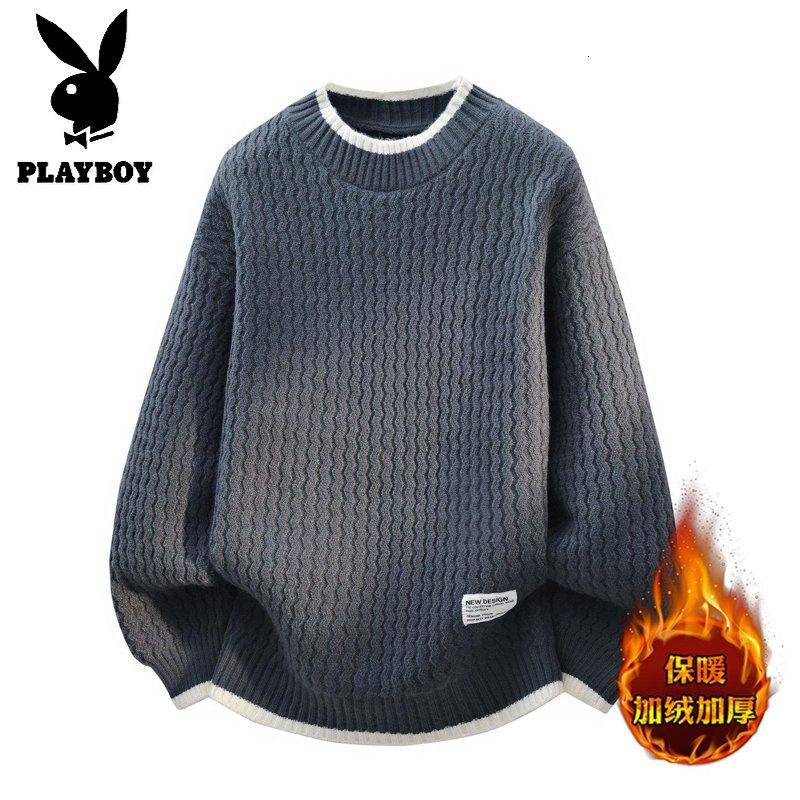 花花公子新款【新款】2025年秋冬款圆领针织毛衣男 群文件11.29 灰色 180