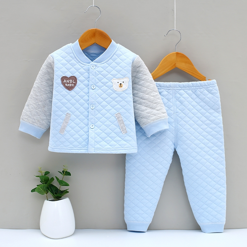 婴儿保暖衣套装智扣背带裤春秋男女宝宝夹棉秋衣新生儿衣服秋装冬