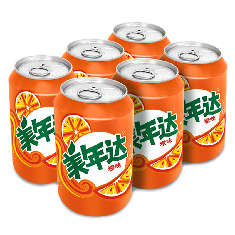 百事可乐 美年达(Mirinda) 橙味汽水 330mL*6听 六联包