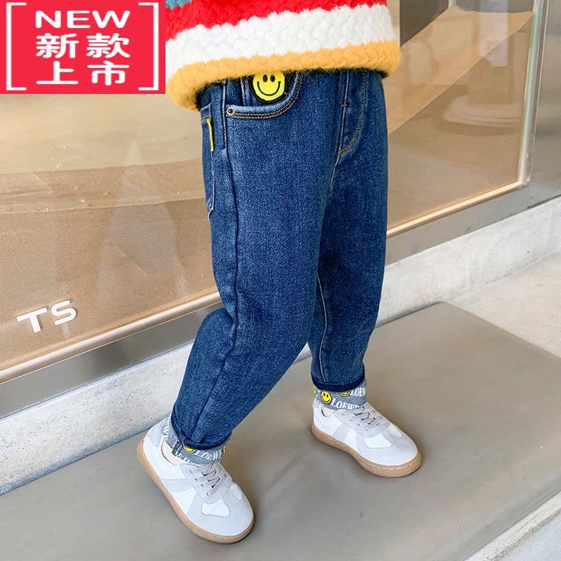 可莉允女童加绒牛仔裤秋冬2022新款女宝宝一体绒保暖裤儿童冬季童装裤子图片