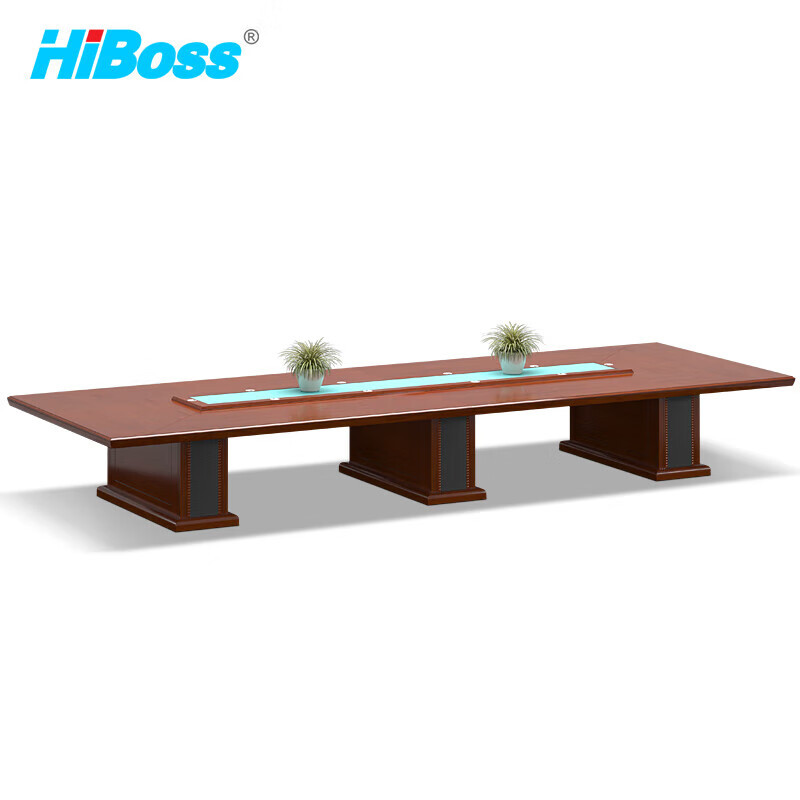 HiBoss会议桌长桌实木贴皮会议台会议室洽谈桌子油漆条形会客桌办公桌6米