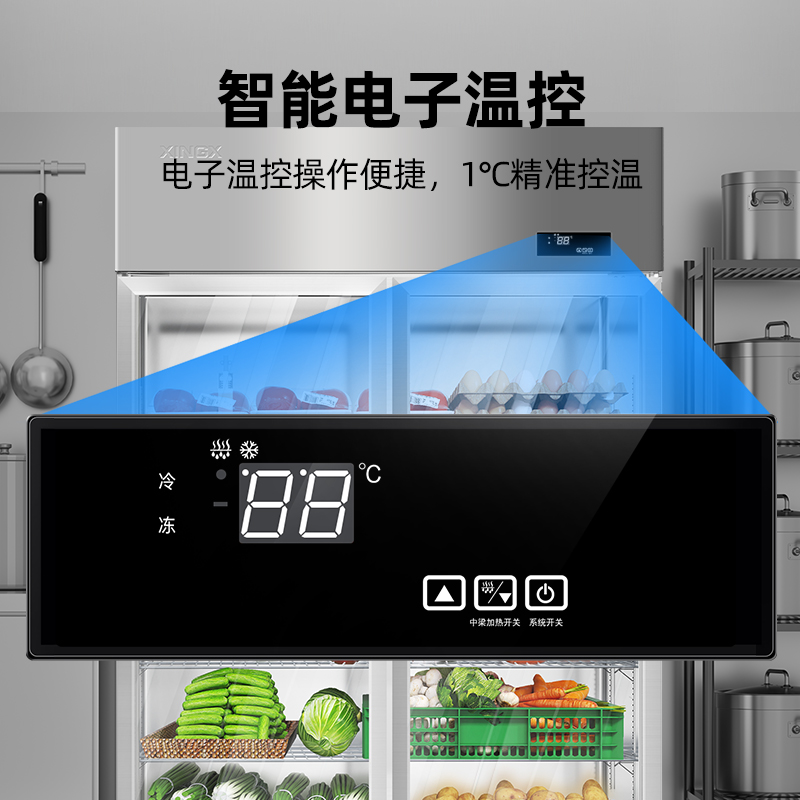 星星KSC-1271GT2商用冰柜四门 六门立式冰箱冷藏冷冻保鲜厨房展示柜玻璃门后厨冷柜高清大图