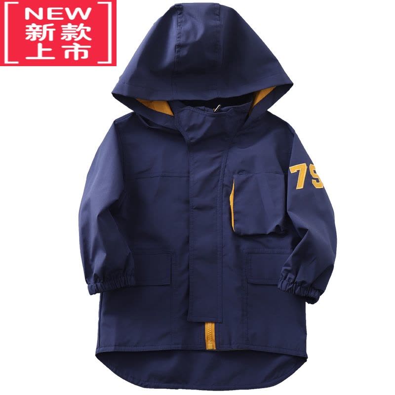 可莉允男童连帽加绒外套秋冬中大儿童冲锋衣防风保暖棉服夹克衫夹棉上衣图片