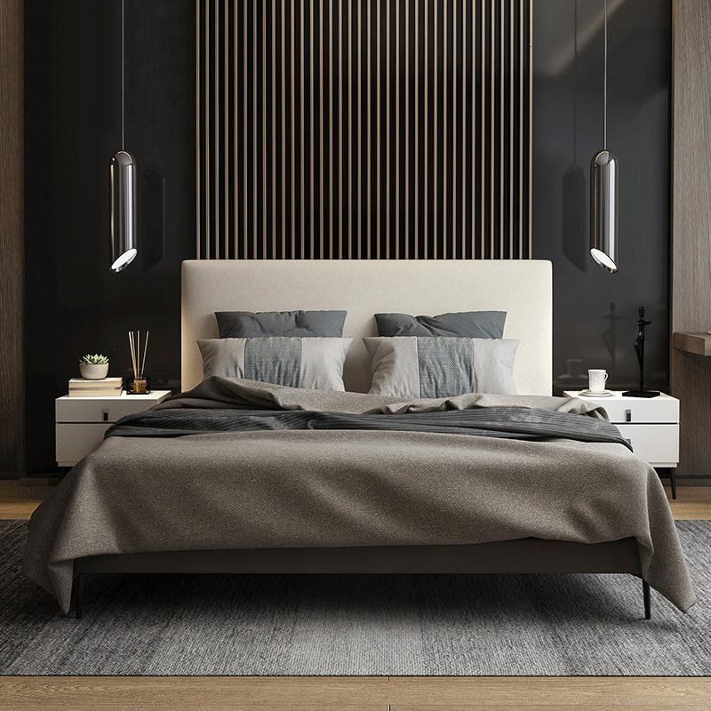 布艺床可拆洗简约现代双人床1.8米轻奢小户型北欧风格1.5主卧婚床 单床+床头柜*1+椰棕床垫1500mm*1900mm组装式架