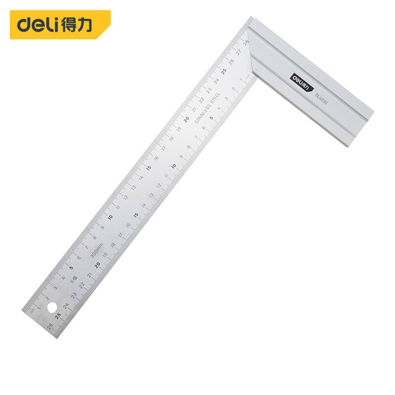 得力(deli)钢角尺双面刻度90度尺拐尺L型木工尺300mm DL4036.