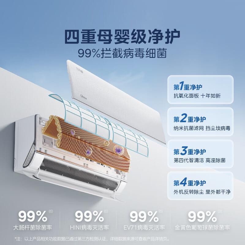 美的(Midea)空调挂机无风感1.5匹变频冷暖新一级智能壁挂式客厅卧室大风口节能省电KFR-35GW/N8WF1