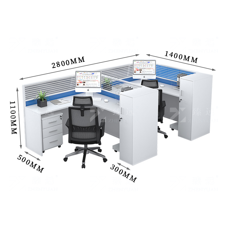 臻远 GWA-002 职员办公桌现代简约电脑桌屏风卡座可定制 F型2人位高清大图