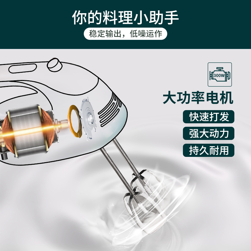 顺然(SUNATUR)304不锈钢打蛋器和面机电动台式手持两用 SRZ-1057高清大图