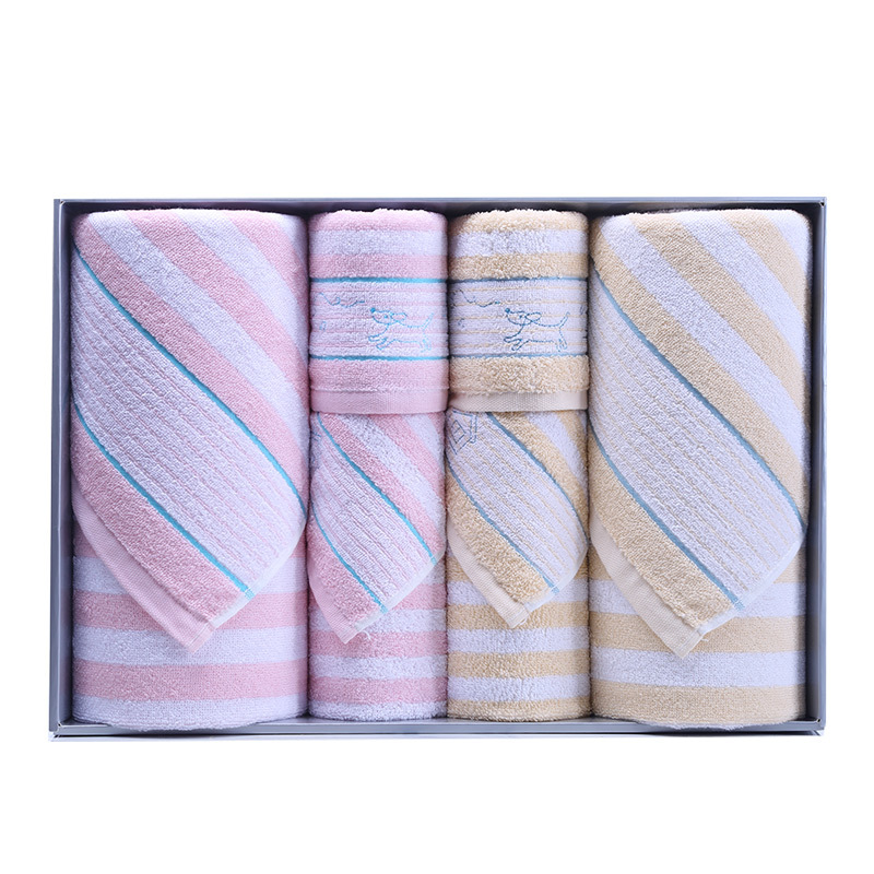 金号纯棉毛巾礼盒五件套装毛浴方巾六件套商务回礼绣字定制logo