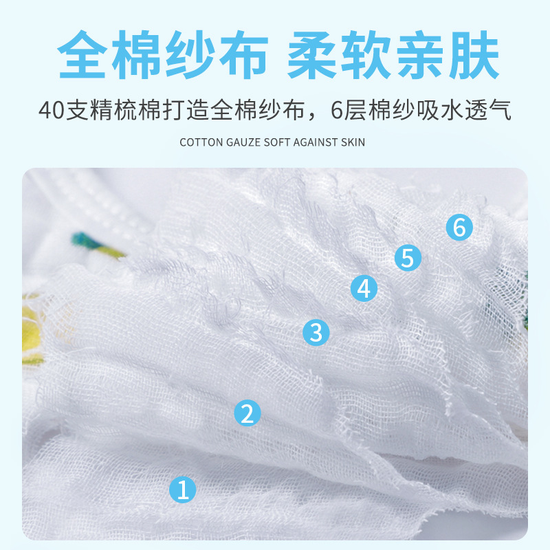 拉里宝贝6层婴儿纱布围嘴宝宝儿童纯棉口水巾婴幼儿母婴用品全棉吃饭兜0-2岁