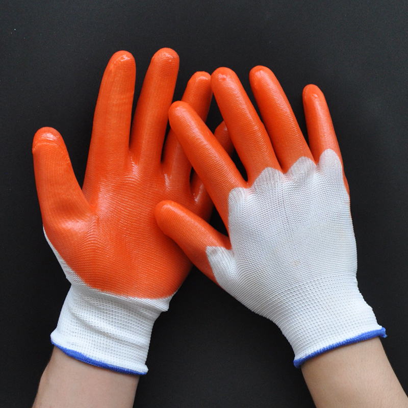 pvc纯胶12双 中号半胶 劳动干活劳保手套浸胶防水建筑工作耐磨橡胶