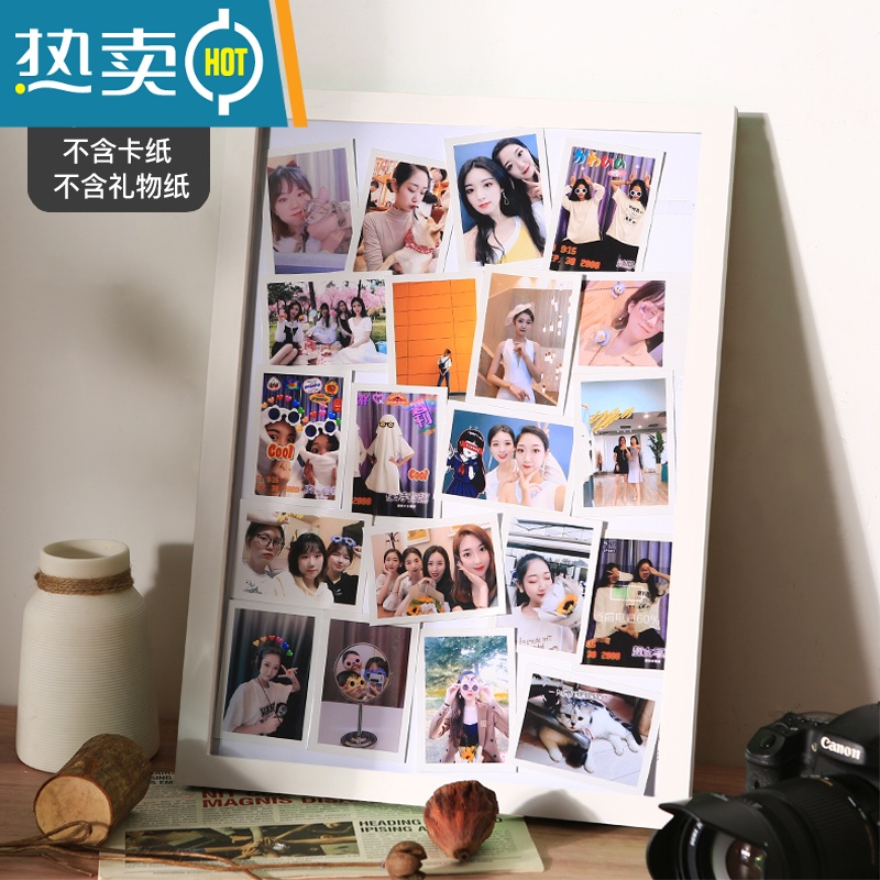 敬平diy相框定制照片墙拍立得相框大尺寸挂墙画框情侣礼物实木相片框 象牙白[质保十年] 20寸挂墙[可放50-60张3寸高清大图
