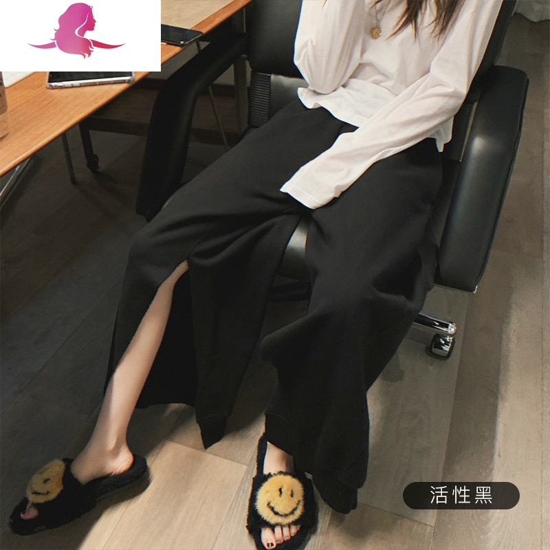 艳如飞张大奕2020春季新款奶香时尚开叉休闲裤女宽松九分裤显瘦百搭