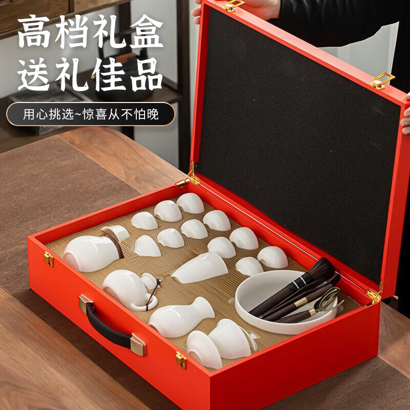 苏氏陶瓷/SUSHI CERAMICS J0438 羊脂玉白瓷功夫茶具套装德化中国白三才盖碗套礼盒装 (单位:盒)高清大图
