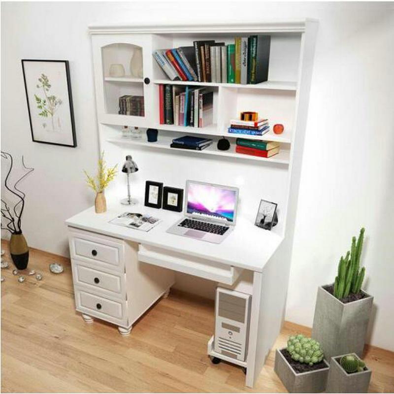 逐鹿中原家用卧室写字台简约现代ay613电脑台式桌书架一体书柜组合桌