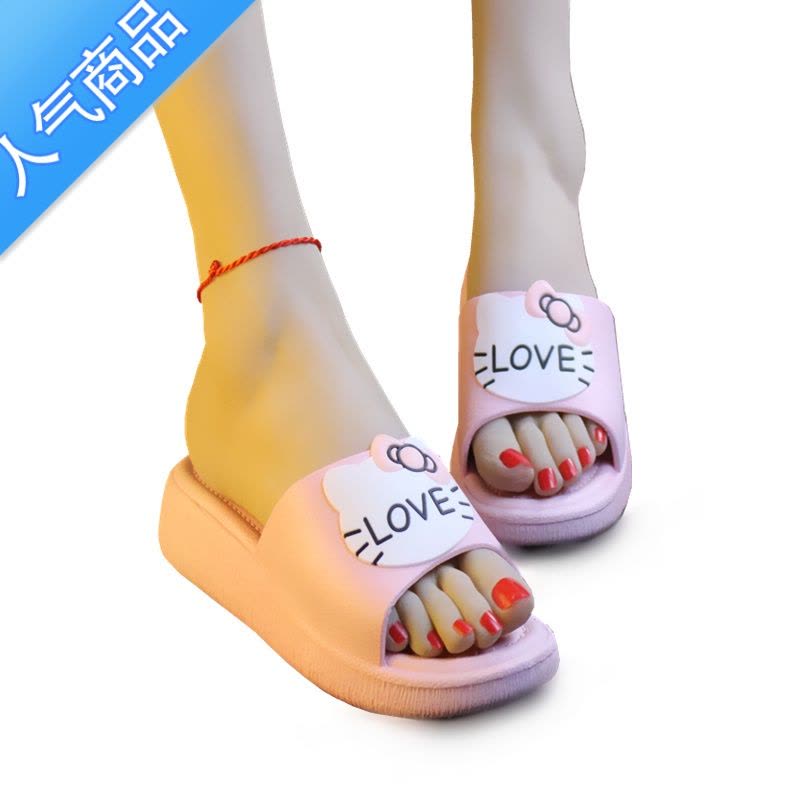 SUNTEK新款凉拖鞋女夏厚底时尚外穿可爱高跟松糕坡跟防滑室内居家一字拖图片