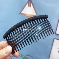 韩国刘海梳发梳插梳黑色大号发卡防滑发饰成人发夹后脑碎发叉卡子 小号黑色布艺发梳1只