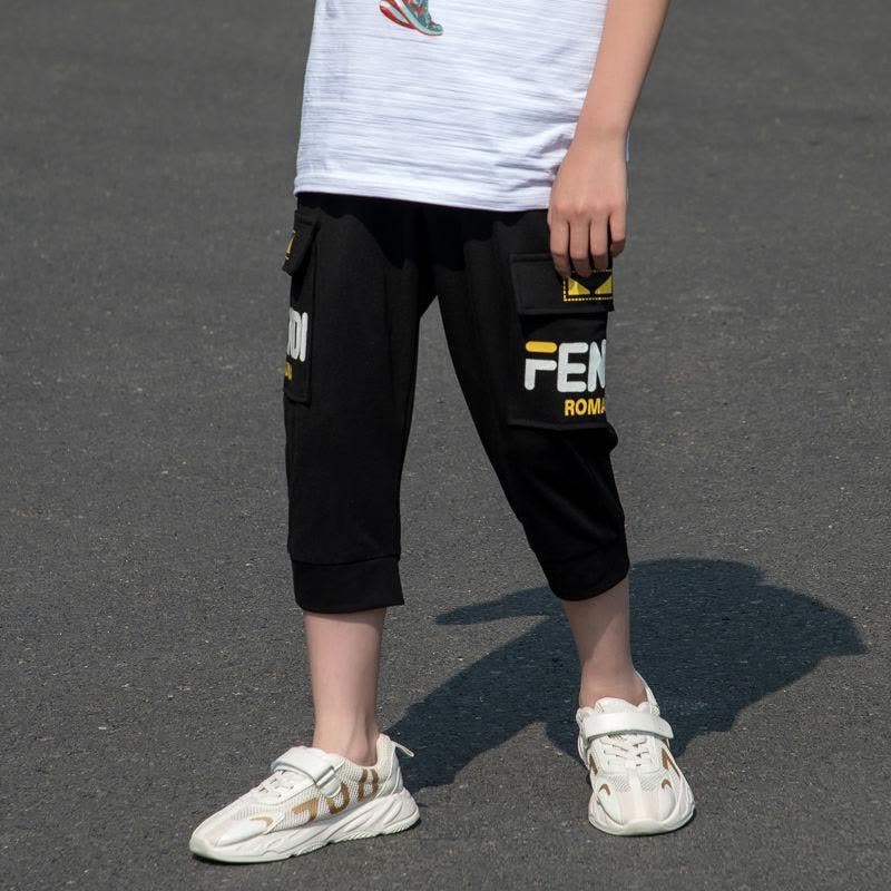 冰丝夏季薄款男童七分裤韩版中裤休闲运动短裤弹力宽松男童工装裤图片