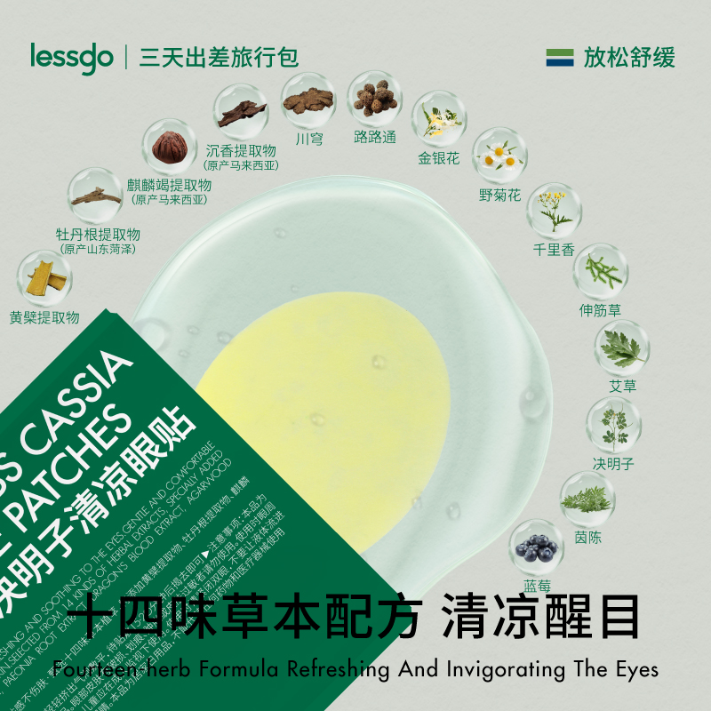lessgo利事多眼贴眼罩缓解眼疲劳冷敷冰敷润目贴明目贴眼周疲疲劳用眼紧张护眼贴高清大图