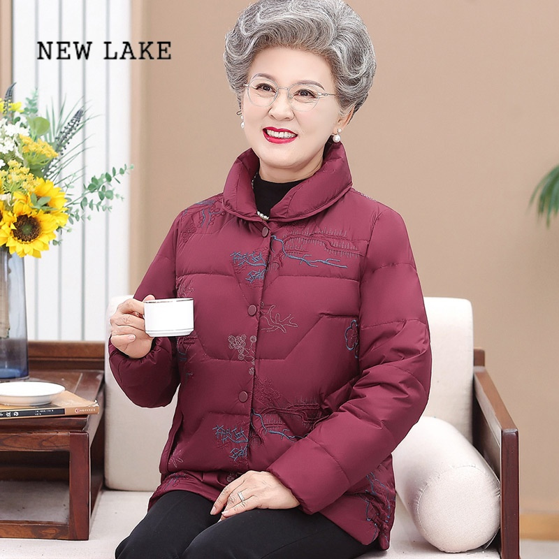 lake60岁老太太羽绒服加厚老年人冬装女奶奶棉衣短款妈妈冬季保暖外套