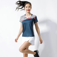 蒙企智品韩版羽毛球服运动套装男女速干健身运动短袖Y-1011
