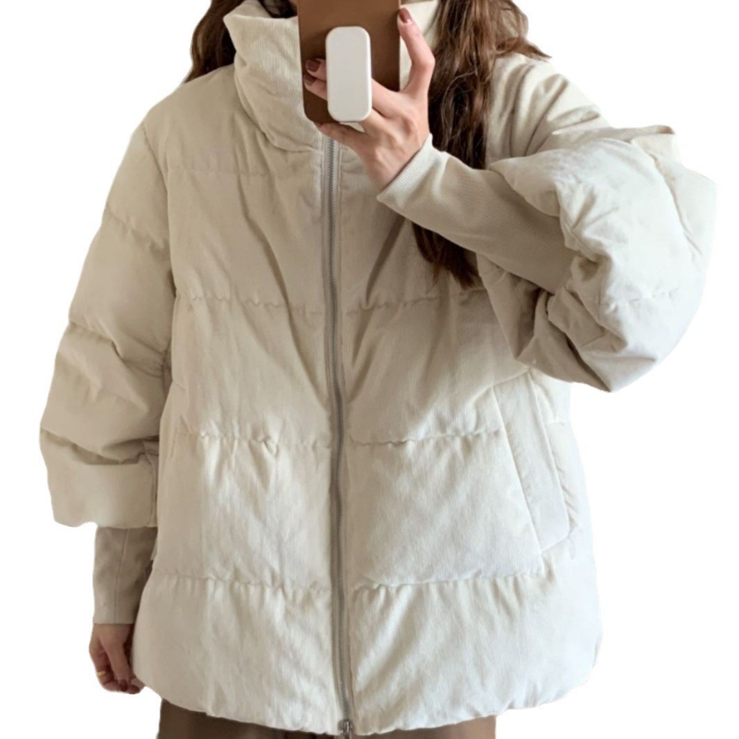 2025年棉衣女冬韩版宽松加厚灯芯绒外套时尚棉袄设计感潮流棉服高清大图