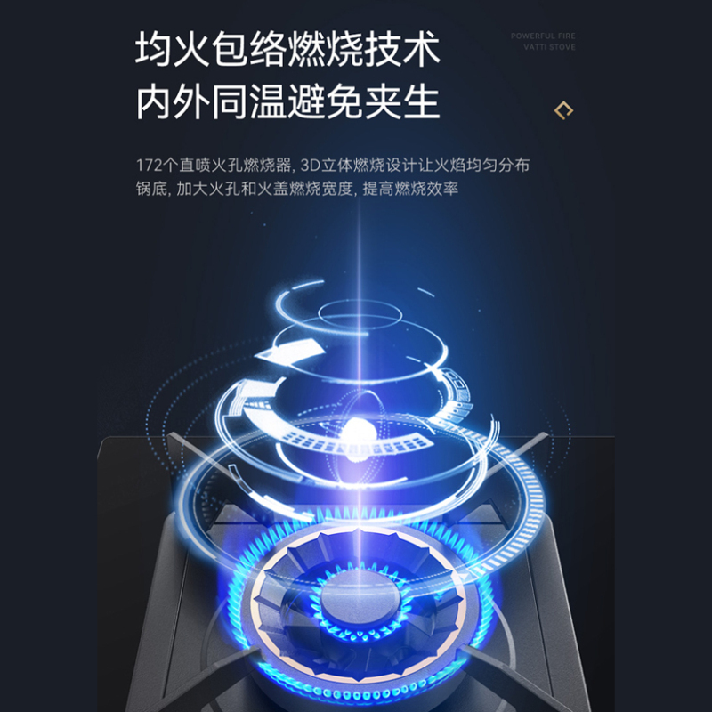 华帝(vatti)5.2KW火力燃气灶天然气双眼灶具厨房家用台嵌式可调节离子熄火保护JZT-i10075B高清大图