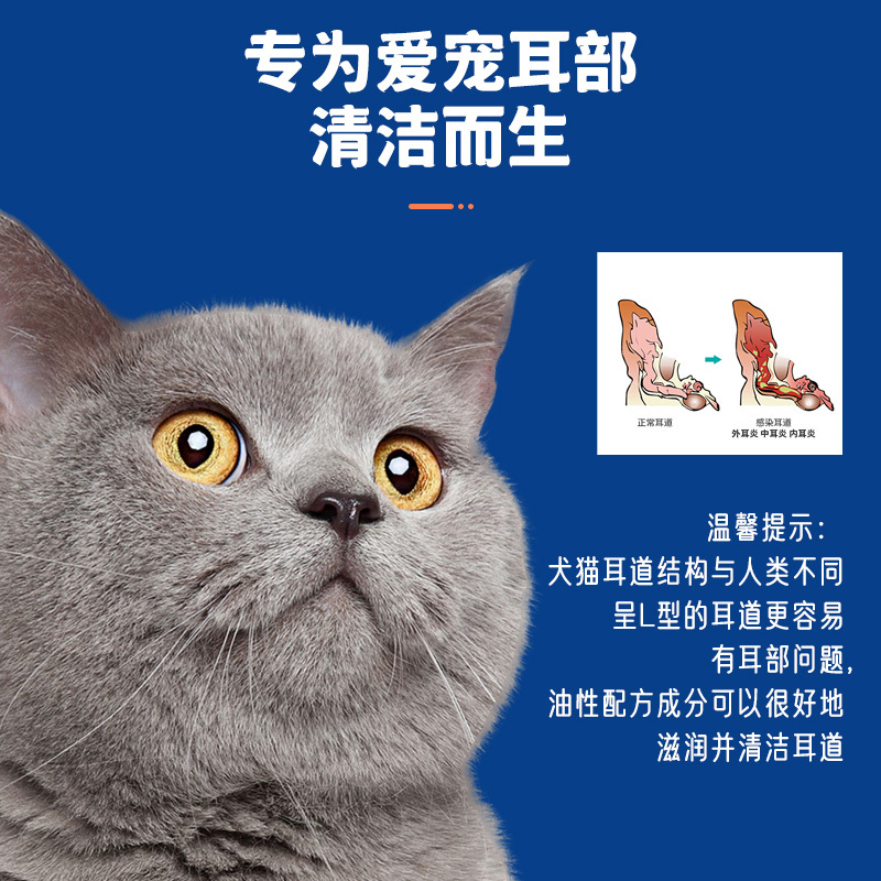 梅爪消毒护理宠物洁耳液(猫猫专用)60ml猫咪洁耳液宠物洗耳液耳螨滴耳液狗狗耳朵清洁液猫咪耳炎除螨液清洁耳朵消毒