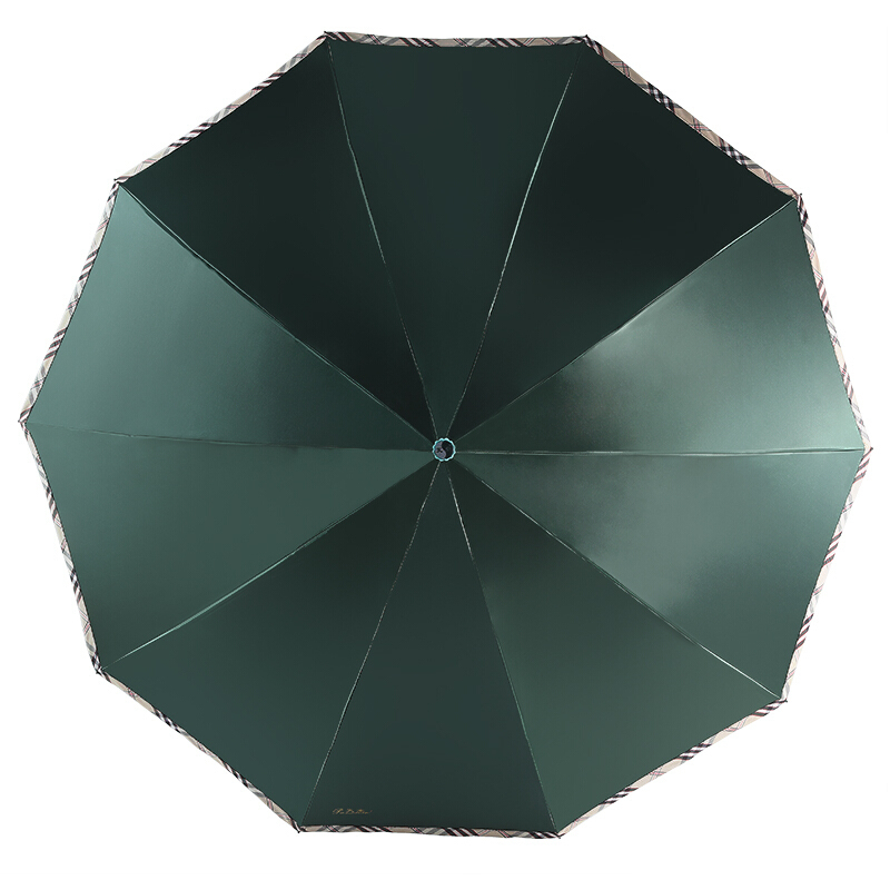 天堂伞(防晒指数UPF50+)色织格线染黑胶三折铅笔晴雨伞太阳伞