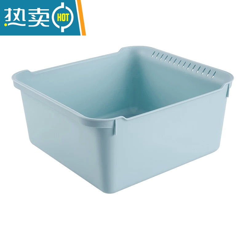 敬平家用脸盆洗衣盆洗脚盆加厚塑料卫生间浴室洗漱盆方形厨房洗菜盆子 中号浅蓝色
