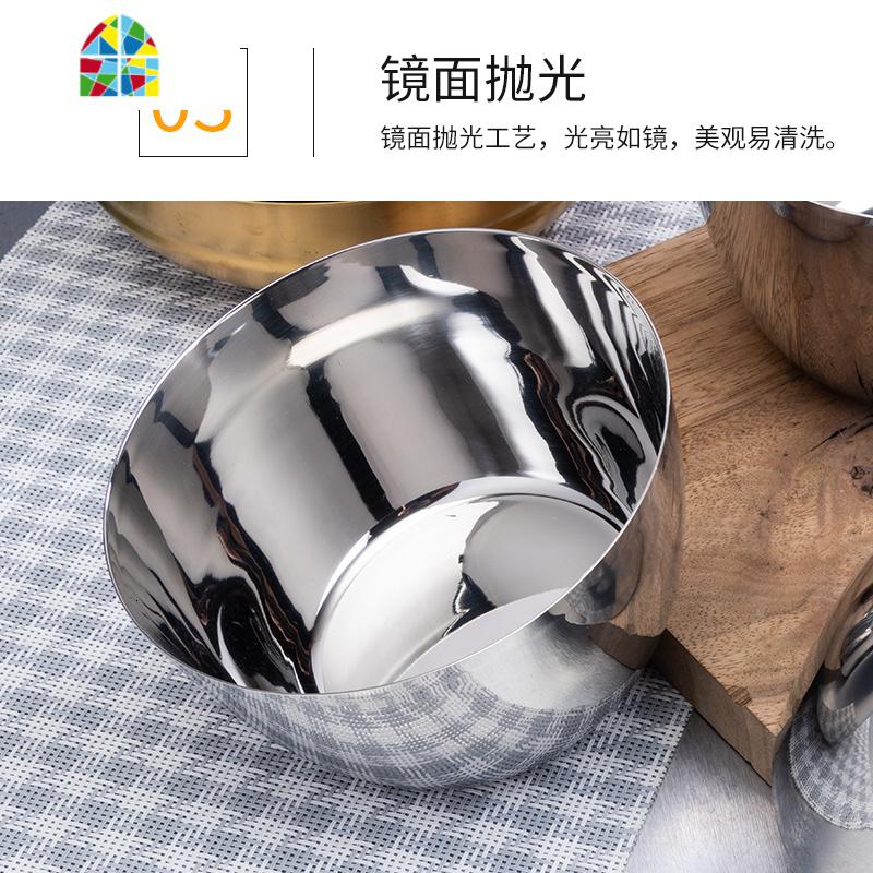 韩式冷面碗不锈钢单层拌饭拌面碗汤碗朝鲜商用韩国餐具大碗饭店用 FENGHOU 18cm单层冷面碗高清大图