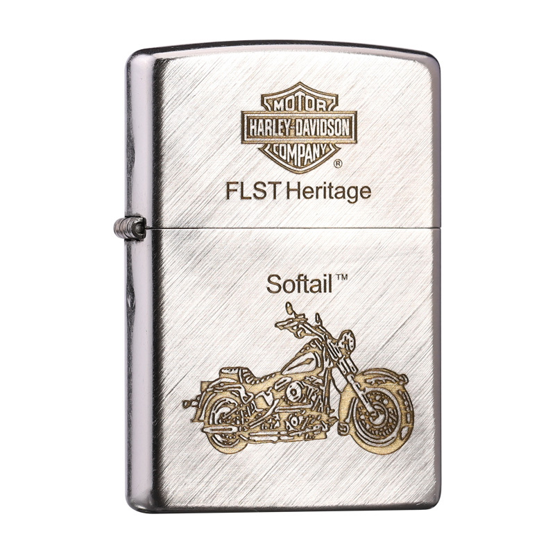 苏宁自营官方正品打火机之宝zippo正版斜纹拉丝哈雷吉普车煤油防风