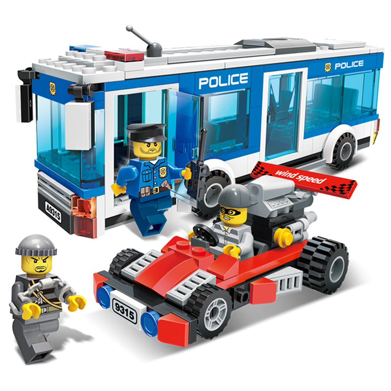 古迪兼容乐高积木城市警察警车儿童拼装益智玩具男孩礼物拦截9315