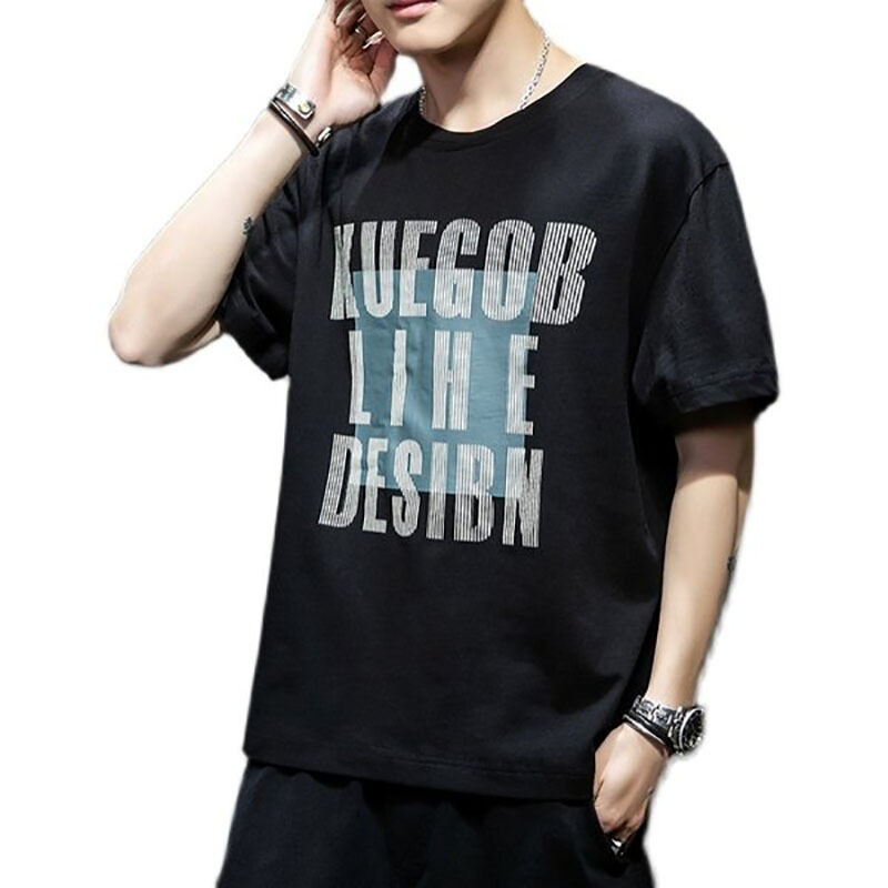 新款男潮牌短袖t夏季圆领印花宽松运动男装半袖潮流上衣莎丞